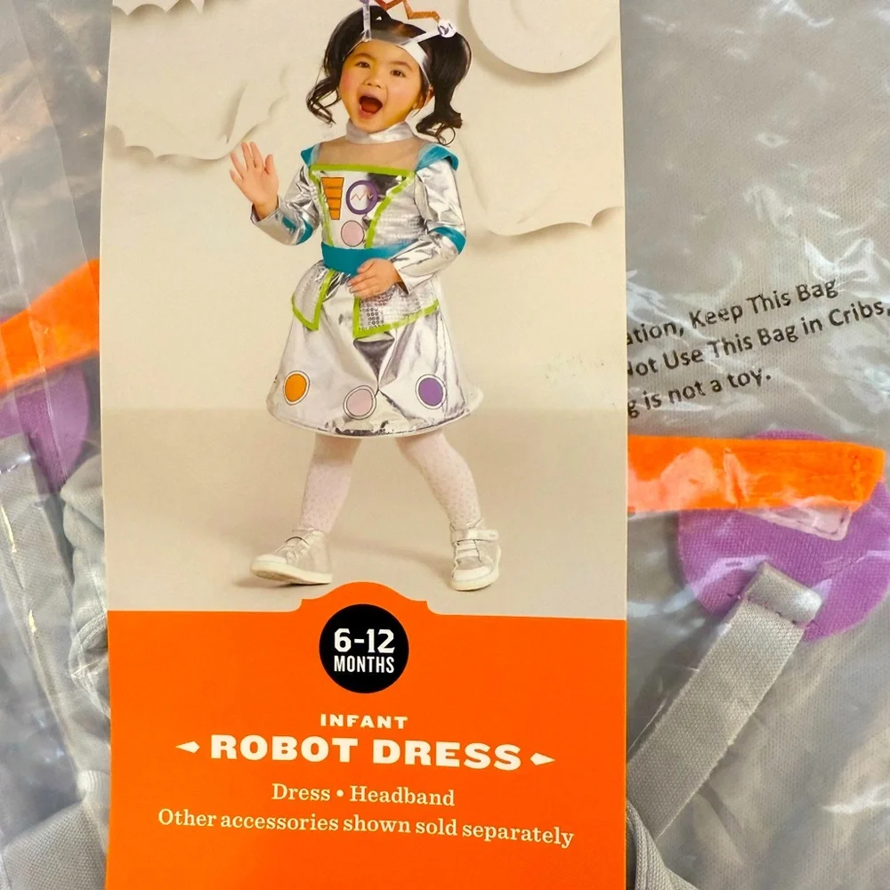 New! Target Hyde & EEK Infant Robot Halloween Costume Dress - Silver